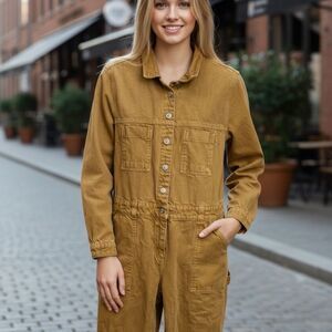 Old Navy Brown/Camel Denim Coveralls Size Small Petite